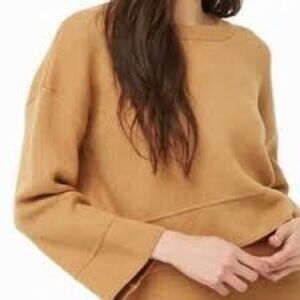 Shaci Seville knit Sweater Crewneck Oversized Cropped Dropped Shoulder Orange L